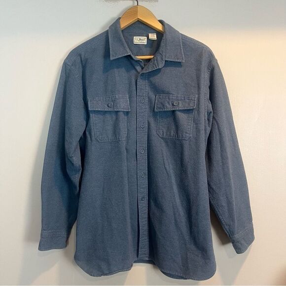 L.L Bean Blue Long Sleeve Button Down 100% Cotton Size XL - Picture 1 of 7
